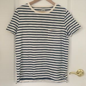 Oversized Navy Blue & White Striped T-Shirt
